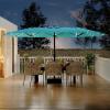 Garvee 15 ft Rectangular Patio Umbrella with Base Included – Large Patio Umbrella with Crank Handle, UV Protection for Outdoor Market, Backyard, Pool – Navy Blue(Turquois old)