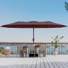 Garvee 15 ft Rectangular Patio Umbrella with Base Included – Large Patio Umbrella with Crank Handle, UV Protection for Outdoor Market, Backyard, Pool – Navy Blue(Burgundy)