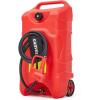 Garvee 16 Gallon Gas Can, Fuel Tank Container with LE Fluid Transfer Manual 10 FT Siphon Pump, Portable Diesel Gas Storage Caddy w/Wheels for Car, ATV, Weeder, Boat, Tractor, Snow Blower,Generator(Red 16 Gal Block)