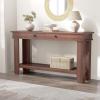 Garvee 54-Inch Long Console Table with Drawers, Wooden Rectangular Entryway Table w/Open Storage Shelf, Sofa Table Behind Couch, Farmhouse Entry Foyer Table for Entryway, Hallway, Living Room(Red Brown)