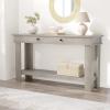 Garvee 54-Inch Long Console Table with Drawers, Wooden Rectangular Entryway Table w/Open Storage Shelf, Sofa Table Behind Couch, Farmhouse Entry Foyer Table for Entryway, Hallway, Living Room(New Grey)