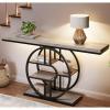 Garvee 55″ Entryway Table, 5-Tier Console Tables for Entryway, Industrial Narrow Sofa Tables with Storage for Living Room, Long Entry Hallway Couch Entrance Table with o-Shaped Metal Frame(Grey)