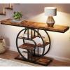 Garvee 55″ Entryway Table, 5-Tier Console Tables for Entryway, Industrial Narrow Sofa Tables with Storage for Living Room, Long Entry Hallway Couch Entrance Table with o-Shaped Metal Frame(Deep Retro)