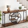 Garvee 55″ Entryway Table, 5-Tier Console Tables for Entryway, Industrial Narrow Sofa Tables with Storage for Living Room, Long Entry Hallway Couch Entrance Table with o-Shaped Metal Frame(Rustic)