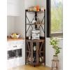Garvee 72in Corner Wine Cabinet with Power Outlet, Industrial Wine Cabinet w/LED Strip&Glass Holder, 5-Tiers Liquor Cabinets Bar for Home, Small Space, Display Cabinets for, 12 Colors, Mesh Door(Brown)