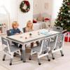 Garvee Kids Table and 6 Chair Set,47 in Modern Height Adjustable Toddler Table and 6 Chairs Set with Non-Slip Desk Legs& Organizer Graffiti Desktop,Preschool Activity Art Craft Tables for 6（Gray(Grey)