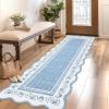 Garvee Modern Bordered Rugs for Living Room 8×10 Washable Rug Large Non Slip Low Pile Soft Carpet Foldable Non-Shedding Woven Printed Floor Cover for Bedroom Playroom Nursery Office Dorm Jute(Blue)