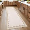 Garvee Modern Bordered Rugs for Living Room 8×10 Washable Rug Large Non Slip Low Pile Soft Carpet Foldable Non-Shedding Woven Printed Floor Cover for Bedroom Playroom Nursery Office Dorm Jute(Border Beige)