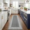 Garvee Modern Bordered Rugs for Living Room 8×10 Washable Rug Large Non Slip Low Pile Soft Carpet Foldable Non-Shedding Woven Printed Floor Cover for Bedroom Playroom Nursery Office Dorm Jute(Lines Grey)