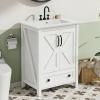 GarveeHome 30 inch Vanity with Ceramic Sink, Modern Bathroom Vanity with 2 Doors and 1 Storage Drawer, Freestanding Bathroom Cabinet with Contemporary Design for Your Bathrooms, White(White)