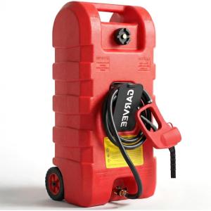 15 gal Gas Can, Heavy-Duty Gas Tank and Fuel Caddy with Manual Fuel Transfer Pump, Portable Fuel Tank on Wheels with 10 ft Hose for Lawn Mowers, Cars, Boats, ATVs, Home and Farm Use, Red(Red)