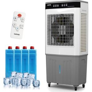 Garvee Air Cooler 3500 CFM Evaporative Air Cooler with 11.6Gal Water Tank, 4 Ice Packs, 3-Speed, 120° Oscillation, Remote Control and 12H Timer, 150W Portable Floor Standing Fan for Workshops, Garage(44L/11.6GAL)