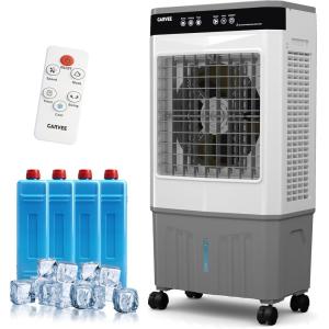 Garvee Air Cooler 3500 CFM Evaporative Air Cooler with 11.6Gal Water Tank, 4 Ice Packs, 3-Speed, 120° Oscillation, Remote Control and 12H Timer, 150W Portable Floor Standing Fan for Workshops, Garage(20L/5.3GAL)