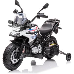 Licensed BMW Electric Police Motorcycle for Kids, 12V Ride On Motorcycle with Training Wheels, 2 Speeds (1.86-4.35mph), LED Headlights, MP3 Player & Storage Box, Gift for Boys & Girls(White)