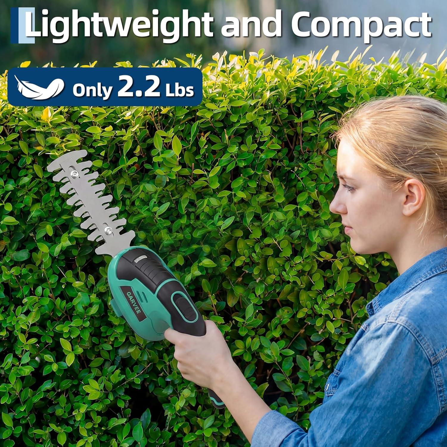 image:imageGarvee 2 in 1 Handheld 72V Electric Grass Trimmer Hedge ShearsGrass Cutter Rechargeable LithiumIon Battery and TypeC Cable Included Cordless Grass Shear amp Shrubbery Trimmer