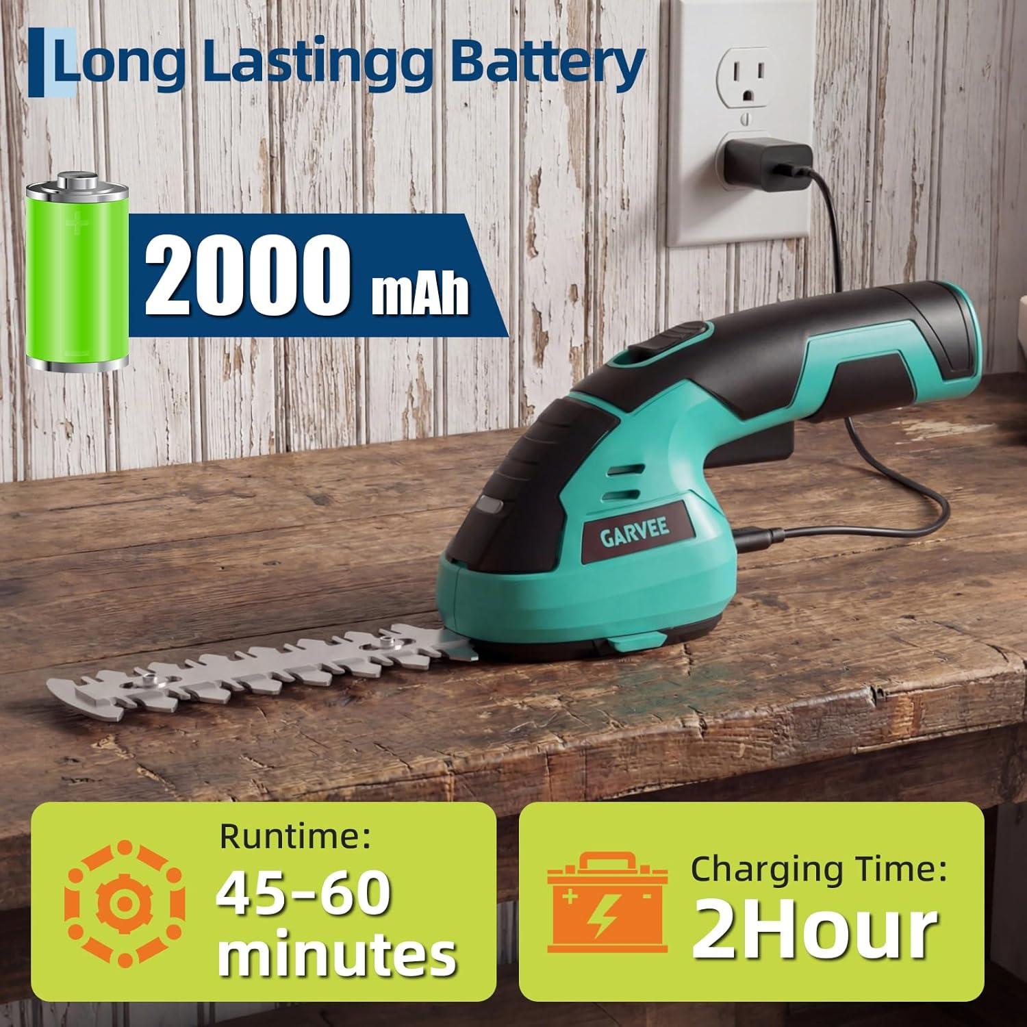 image:imageGarvee 2 in 1 Handheld 72V Electric Grass Trimmer Hedge ShearsGrass Cutter Rechargeable LithiumIon Battery and TypeC Cable Included Cordless Grass Shear amp Shrubbery Trimmer