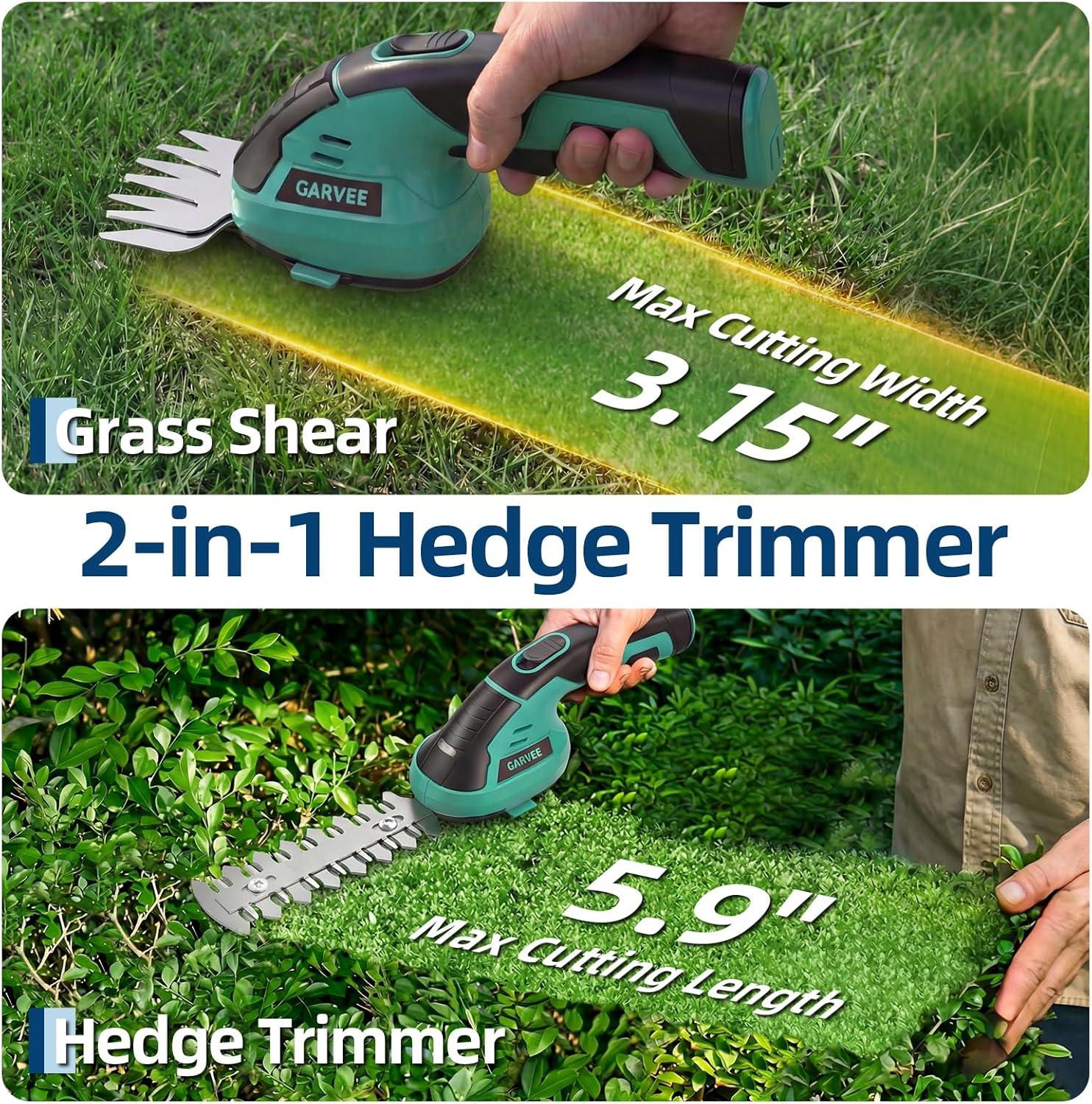 image:imageGarvee 2 in 1 Handheld 72V Electric Grass Trimmer Hedge ShearsGrass Cutter Rechargeable LithiumIon Battery and TypeC Cable Included Cordless Grass Shear amp Shrubbery Trimmer