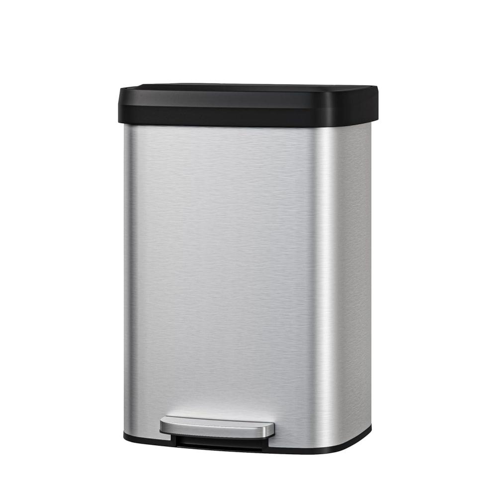 image:imageGarvee 21 gal  80 L Stainless Steel Trash Can with Lid Large Garbage Can for Kitchen Rustproof Stepon Kitchen Metal Trash Bin with Liner Rim Rear Handle Soft Close Plastic LidSilver
