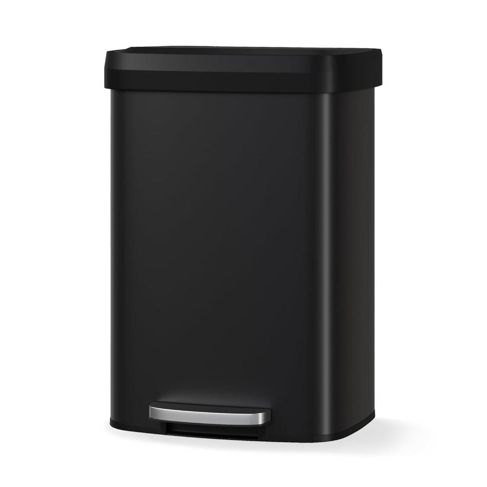 image:imageGarvee 21 gal  80 L Stainless Steel Trash Can with Lid Large Garbage Can for Kitchen Rustproof Stepon Kitchen Metal Trash Bin with Liner Rim Rear Handle Soft Close Plastic LidMatte Black