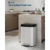 Garvee 21 gal / 80 L Stainless Steel Trash Can with Lid, Large Garbage Can for Kitchen, Rustproof Step-on Kitchen Metal Trash Bin with Liner Rim, Rear Handle, Soft Close Plastic Lid(White)