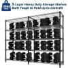 Garvee 5-Tier Storage Shelves Heavy Duty Metal Wire Rack Shelving, 1100 LBS Capacity Rolling Storage Rack with Wheels, for Living Room Pantry Kitchen Bedroom Organization(15.7″D x 71″W x 70.5″H(5-Tier))