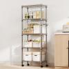 Garvee 5-Tier Storage Shelves Heavy Duty Metal Wire Rack Shelving, 1100 LBS Capacity Rolling Storage Rack with Wheels, for Living Room Pantry Kitchen Bedroom Organization(With Wheels-61″H x 23.6″W x 11.8″D)