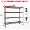 Garvee 5-Tier Storage Shelves Heavy Duty Metal Wire Rack Shelving, 1100 LBS Capacity Rolling Storage Rack with Wheels, for Living Room Pantry Kitchen Bedroom Organization((4-Tier)59″ W x 71.8″ H x 17.7″ D-Black)