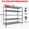 Garvee 5-Tier Storage Shelves Heavy Duty Metal Wire Rack Shelving, 1100 LBS Capacity Rolling Storage Rack with Wheels, for Living Room Pantry Kitchen Bedroom Organization(5-Tier  82″H x 59″ W x 23.6″ D)