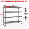 Garvee 5-Tier Storage Shelves Heavy Duty Metal Wire Rack Shelving, 1100 LBS Capacity Rolling Storage Rack with Wheels, for Living Room Pantry Kitchen Bedroom Organization(4-Tier 59″W x 73.8″H x 23.9″D-Black)