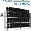 Garvee 5-Tier Storage Shelves Heavy Duty Metal Wire Rack Shelving, 1100 LBS Capacity Rolling Storage Rack with Wheels, for Living Room Pantry Kitchen Bedroom Organization(4-Tier 70.8″W x 59.5″H x 15.8″D L-Shaped)