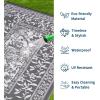 Garvee Outdoor Rug 8×10, Waterproof Reversible Foldable Plastic Straw Rug, Botanical cottagecore Outdoor Rugs Patio Camping RV Carpet for Deck Camper Porch Balcony Backyard Picnic Beach Grey(Grey)