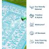Garvee Outdoor Rug 8×10, Waterproof Reversible Foldable Plastic Straw Rug, Botanical cottagecore Outdoor Rugs Patio Camping RV Carpet for Deck Camper Porch Balcony Backyard Picnic Beach Grey(Blue)