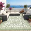 Garvee Outdoor Rug 8×10, Waterproof Reversible Foldable Plastic Straw Rug, Botanical cottagecore Outdoor Rugs Patio Camping RV Carpet for Deck Camper Porch Balcony Backyard Picnic Beach Grey(Gray Sage Green)