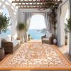 Garvee Outdoor Rug 8×10, Waterproof Reversible Foldable Plastic Straw Rug, Botanical cottagecore Outdoor Rugs Patio Camping RV Carpet for Deck Camper Porch Balcony Backyard Picnic Beach Grey(Orange)