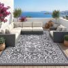 Garvee Outdoor Rug 8×10, Waterproof Reversible Foldable Plastic Straw Rug, Botanical cottagecore Outdoor Rugs Patio Camping RV Carpet for Deck Camper Porch Balcony Backyard Picnic Beach Grey(Grey)