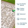 Garvee Outdoor Rug 8×10, Waterproof Reversible Foldable Plastic Straw Rug, Botanical cottagecore Outdoor Rugs Patio Camping RV Carpet for Deck Camper Porch Balcony Backyard Picnic Beach Grey(Brown)