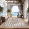 Garvee Outdoor Rug 8×10, Waterproof Reversible Foldable Plastic Straw Rug, Botanical cottagecore Outdoor Rugs Patio Camping RV Carpet for Deck Camper Porch Balcony Backyard Picnic Beach Grey(Brown)