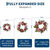 Spring Wreaths for Front Door Set, 18″ Artificial Spring Summer Wreath with 2 Matching Flower Bouquets, Peony Tulip Hydrangea Floral Wreath, Farmhouse Front Door Decor for Indoor Outdoor(24inch)