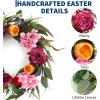 Spring Wreaths for Front Door Set, 18″ Artificial Spring Summer Wreath with 2 Matching Flower Bouquets, Peony Tulip Hydrangea Floral Wreath, Farmhouse Front Door Decor for Indoor Outdoor(24inch)