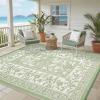 Garvee Outdoor Rug 8×10, Waterproof Reversible Foldable Plastic Straw Rug, Botanical cottagecore Outdoor Rugs Patio Camping RV Carpet for Deck Camper Porch Balcony Backyard Picnic Beach Grey(Gray Sage Green)