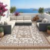 Garvee Outdoor Rug 8×10, Waterproof Reversible Foldable Plastic Straw Rug, Botanical cottagecore Outdoor Rugs Patio Camping RV Carpet for Deck Camper Porch Balcony Backyard Picnic Beach Grey(Brown)