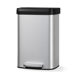 Garvee 21 gal / 80 L Stainless Steel Trash Can with Lid, Large Garbage Can for Kitchen, Rustproof Step-on Kitchen Metal Trash Bin with Liner Rim, Rear Handle, Soft Close Plastic Lid(Stainless Steel)