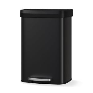 Garvee 21 gal / 80 L Stainless Steel Trash Can with Lid, Large Garbage Can for Kitchen, Rustproof Step-on Kitchen Metal Trash Bin with Liner Rim, Rear Handle, Soft Close Plastic Lid(Matte Black)