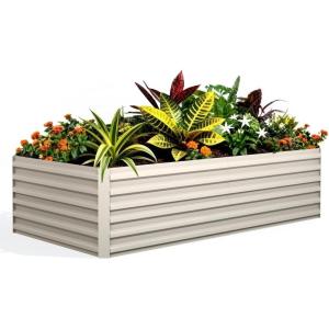 Garvee 2PCS 8x4x2ft Galvanized Raised Garden Bed Outdoor,Rust-Resistant Raised Garden Beds for Gardening, Easy Assembly Outdoor Garden Box & Planters(Beige-rect.)
