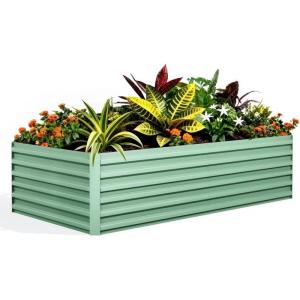 Garvee 2PCS 8x4x2ft Galvanized Raised Garden Bed Outdoor,Rust-Resistant Raised Garden Beds for Gardening, Easy Assembly Outdoor Garden Box & Planters(Green-rect.)