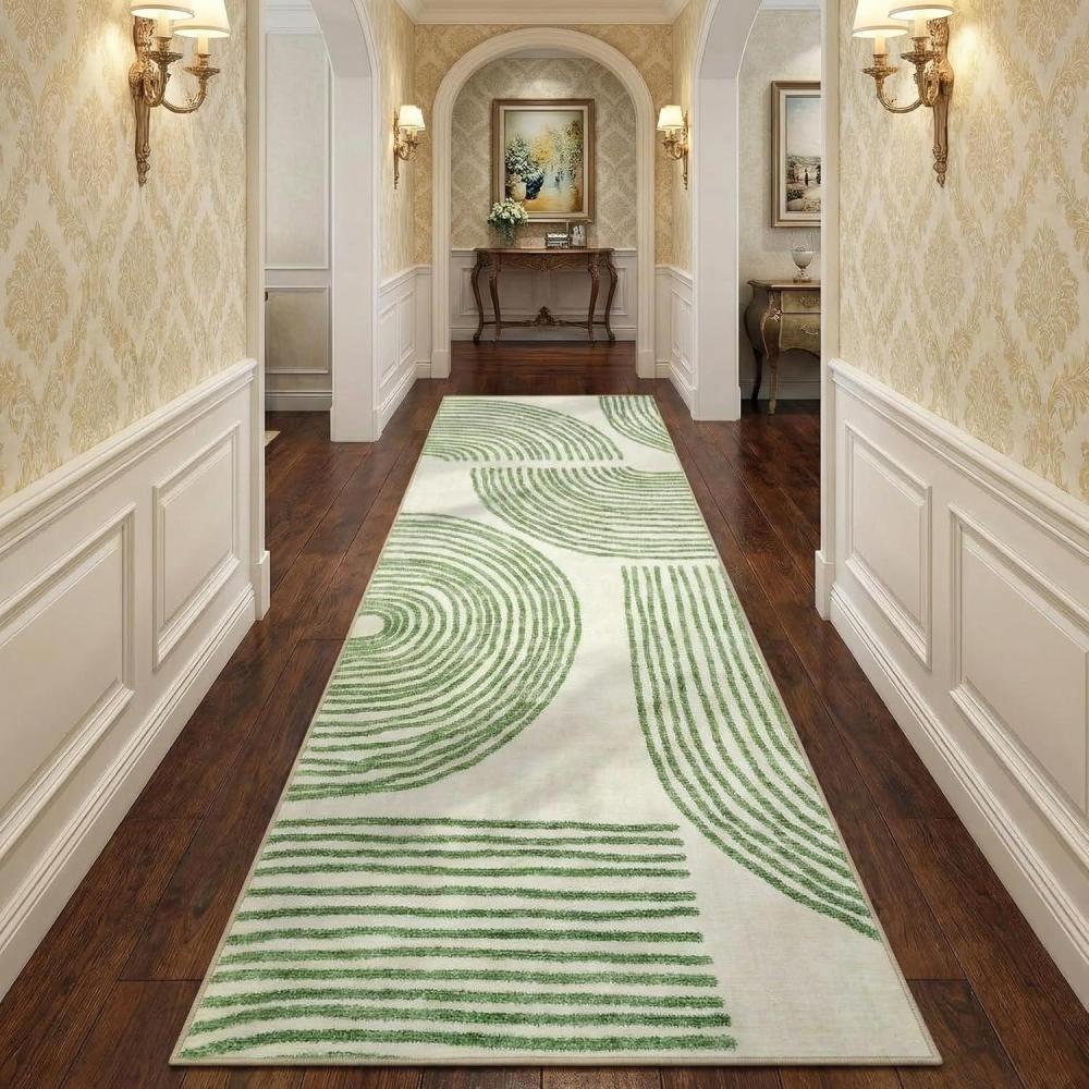 image:imageGarvee Abstract Washable 8x10 Rug Soft Non Slip Indoor Modern Bedroom Rug Ultra Thin Low Pile Large Under Table Carpet for Dining Room Accent Rainbow Floor Rugs for Home Decor BlueRainbowgreen