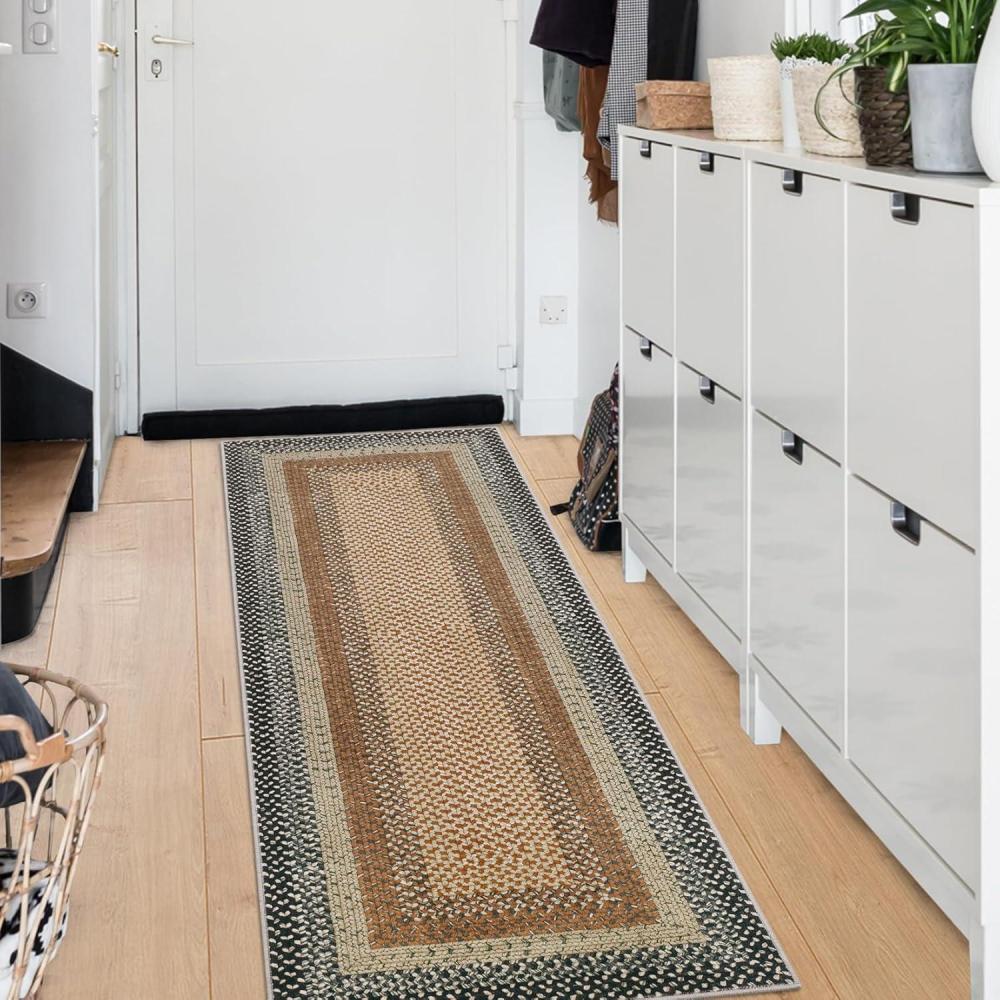image:imageGarvee Printed Rug Not Woven Hallway Runners 2x10 Washable Area Rug Farmhouse Rustic Area Rug with Non Slip Backing Soft Low Pile Indoor Carpet Runners for Entryways Laundry RoomPrintedorangenatural