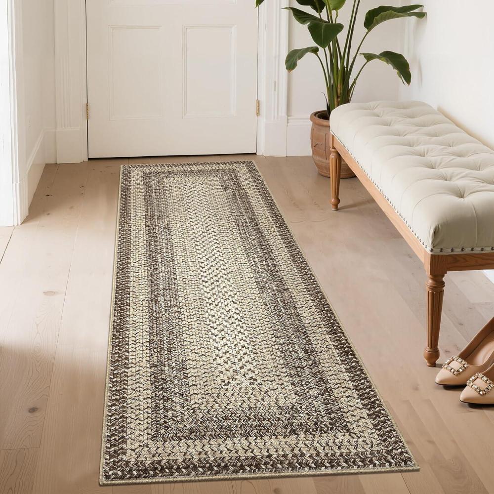image:imageGarvee Printed Rug Not Woven Hallway Runners 2x10 Washable Area Rug Farmhouse Rustic Area Rug with Non Slip Backing Soft Low Pile Indoor Carpet Runners for Entryways Laundry RoomPrintedbrownnatural