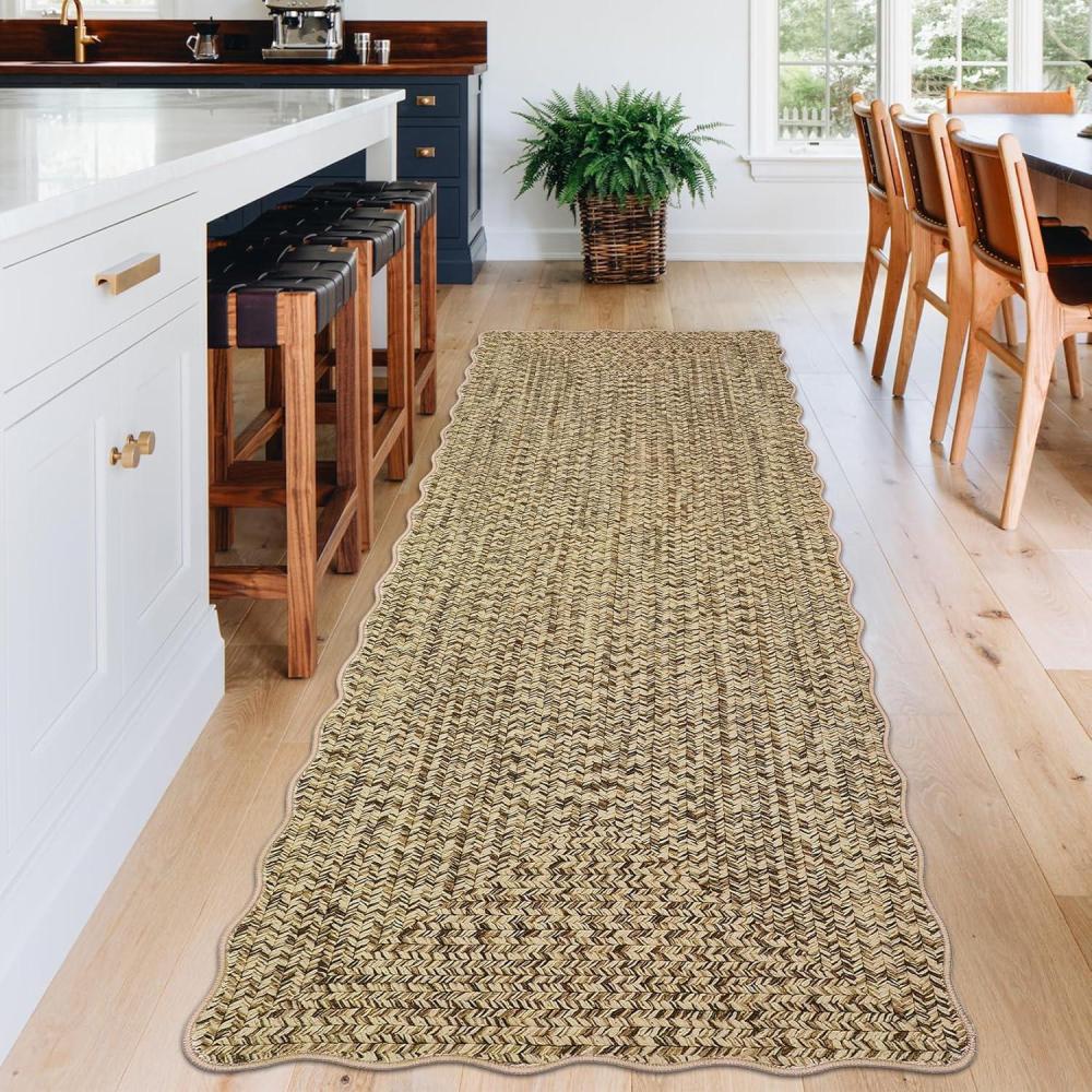 image:imageGarvee Printed Rug Not Woven Hallway Runners 2x10 Washable Area Rug Farmhouse Rustic Area Rug with Non Slip Backing Soft Low Pile Indoor Carpet Runners for Entryways Laundry RoomNatural