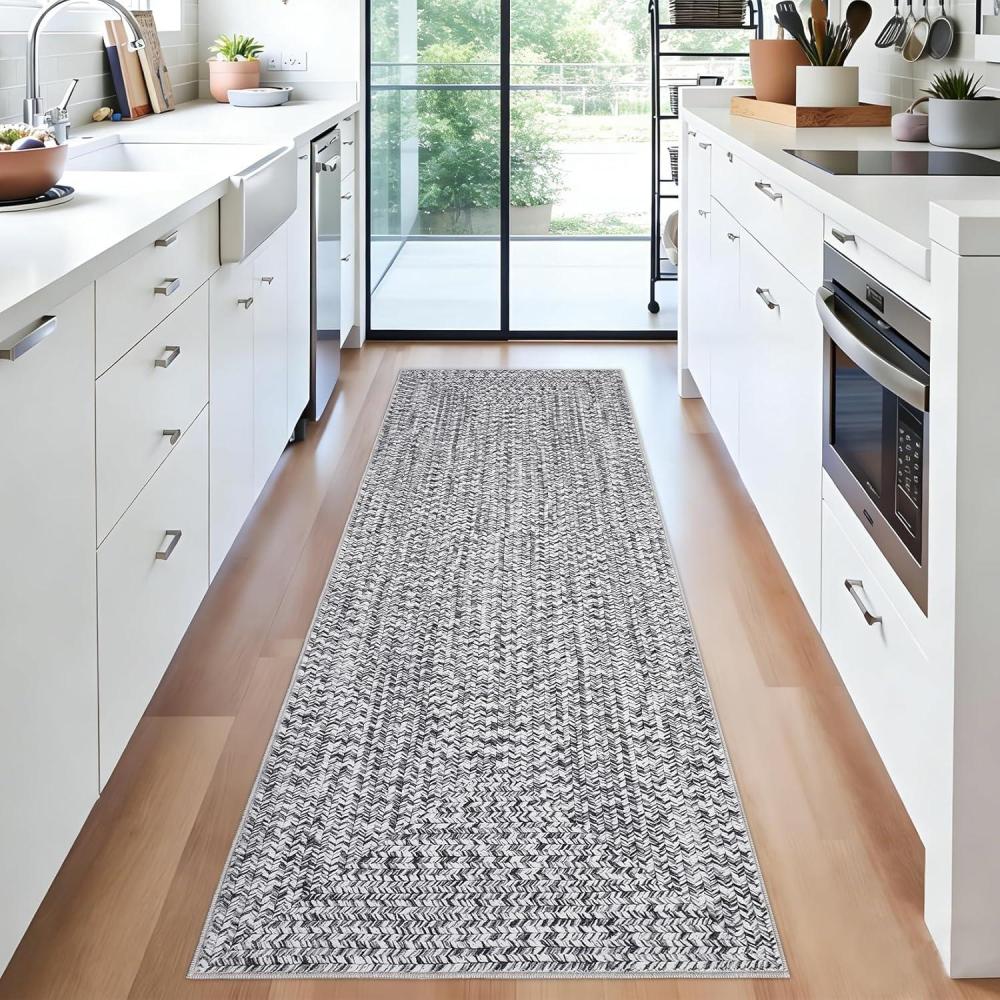 image:imageGarvee Printed Rug Not Woven Hallway Runners 2x10 Washable Area Rug Farmhouse Rustic Area Rug with Non Slip Backing Soft Low Pile Indoor Carpet Runners for Entryways Laundry RoomPrintedlight Grey
